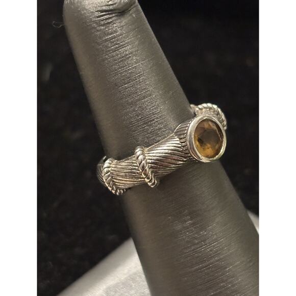 Judith Ripka Sterling Silver Solitaire Citrine Textured Ring Sz 6 November 925 - Picture 3 of 8